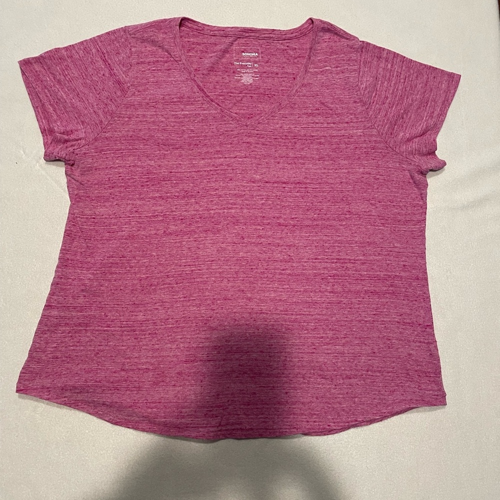 Sonoma, Women's Pink V-Neck Top, The everyday T, XL